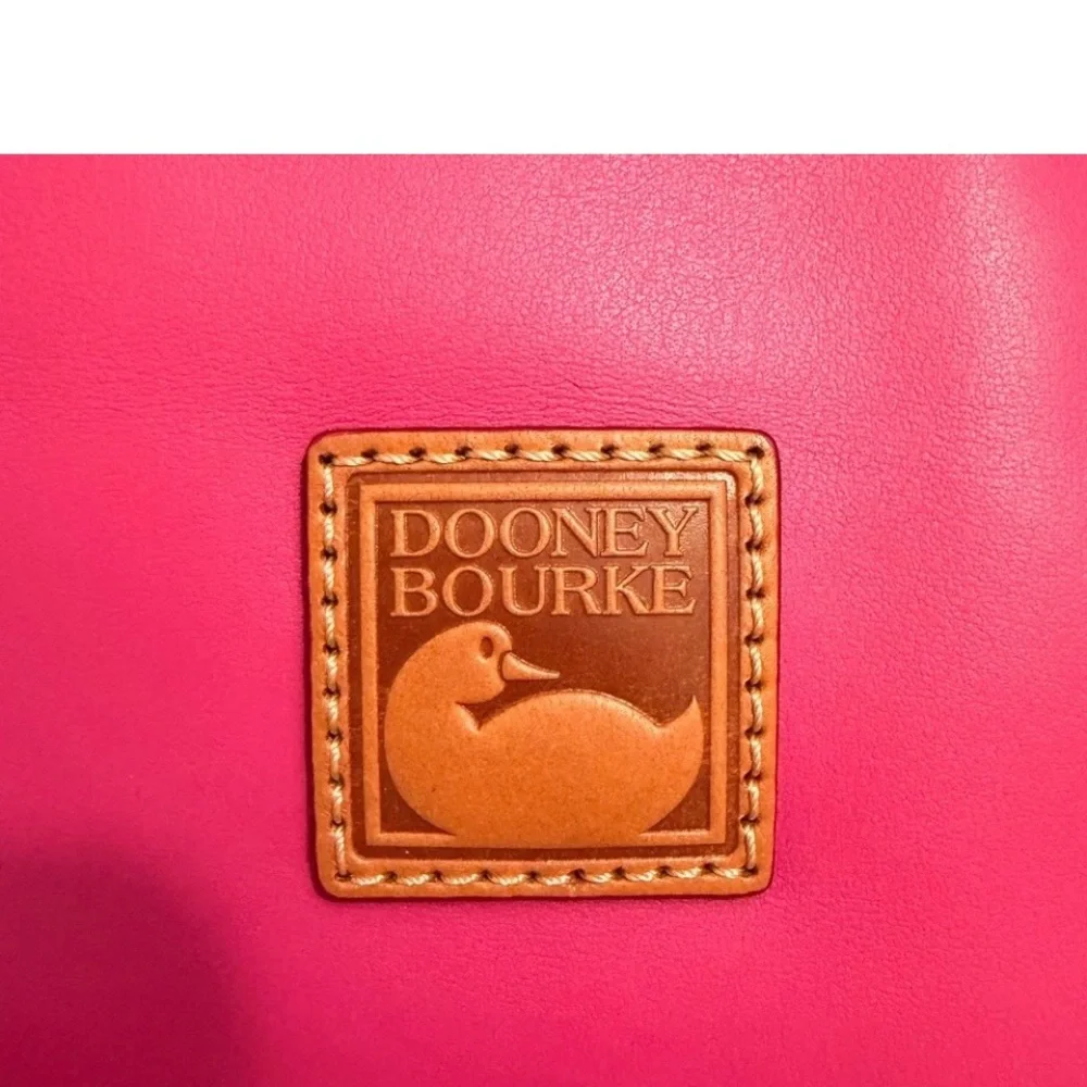Dooney & Bourke McKenzie Fuchsia Pink Leather Hobo Bag with Tan Trim NWT